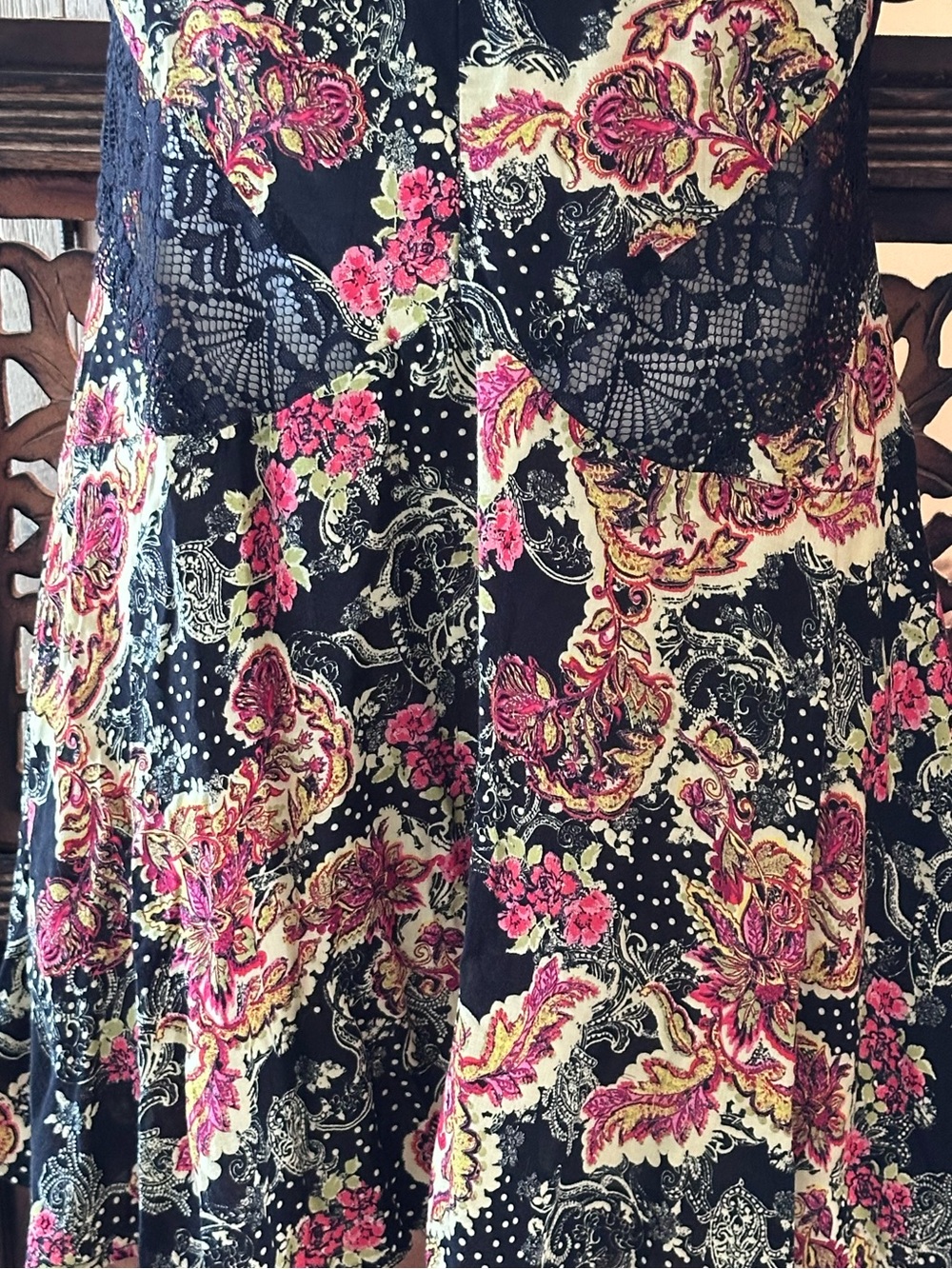 Free People Intimately Boho Multicolor Floral Paisley Lace Chemise / Slip / Gown - Picture 4 of 12
